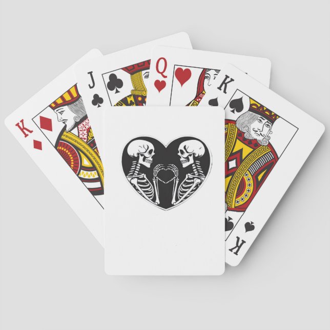 Baraja De Cartas Skeleton Heart Hands Rótulo Halloween Costume Retr (Reverso)