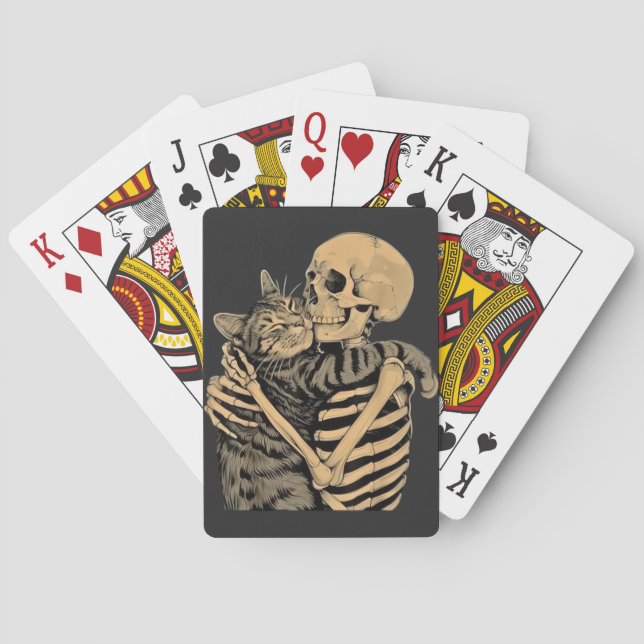 Baraja De Cartas  Skeleton Hugging Cat – Cute Gothic Cat Lover Gift (Reverso)