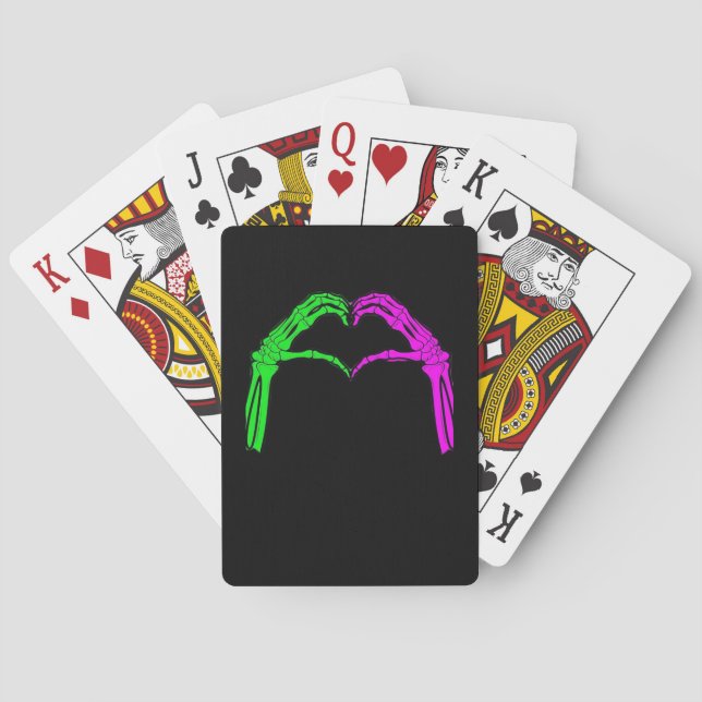 Baraja De Cartas Skeleton manos Rótulo de corazón retro disfraz de  (Reverso)