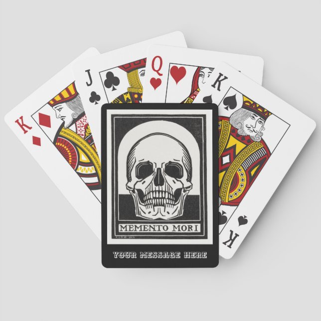 Baraja De Cartas Skeleton Skull personalizado en blanco y negro (Reverso)