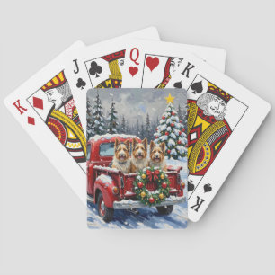 Baraja De Cartas Skye Terrier Navidad Camión Rojo Fiesta