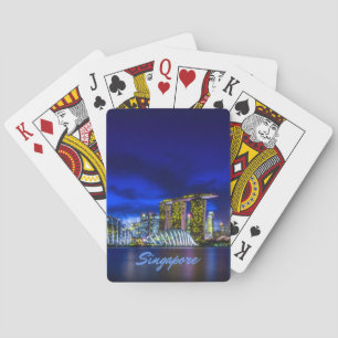 Baraja De Cartas Skyline Ciudad De Singapur De Noche