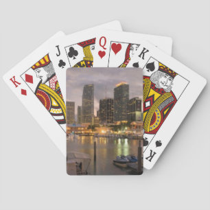 Baraja De Cartas Skyline financiero de Miami al atardecer