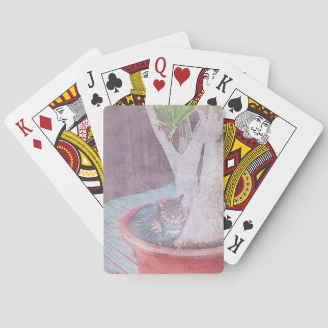 Baraja De Cartas sleeping outdoor cat (Reverso)