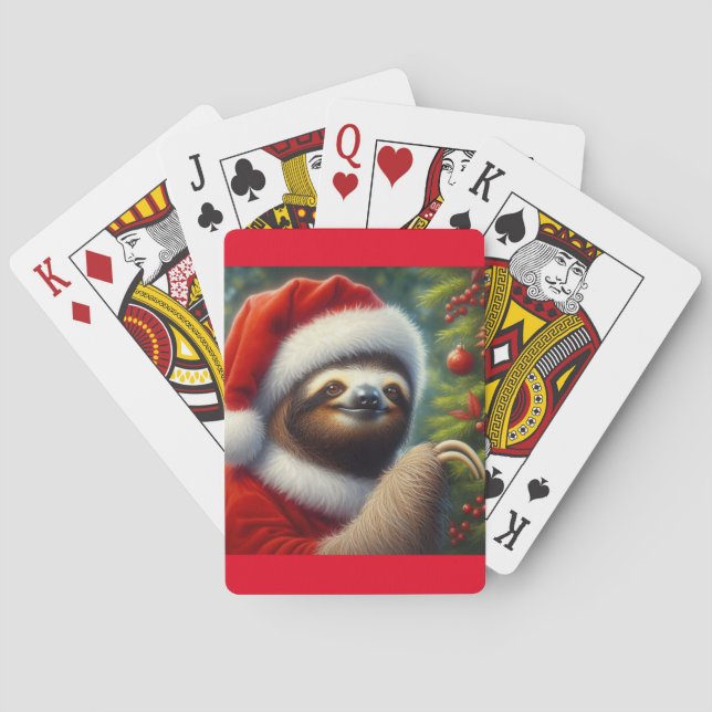 Baraja De Cartas Sloth Santa Claus (Reverso)