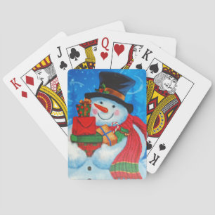 Baraja De Cartas Snowman bearing Gifts