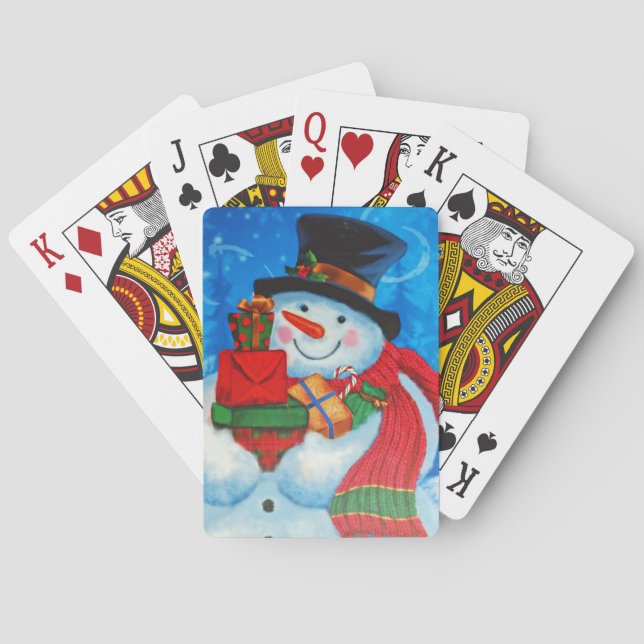 Baraja De Cartas Snowman bearing Gifts (Reverso)