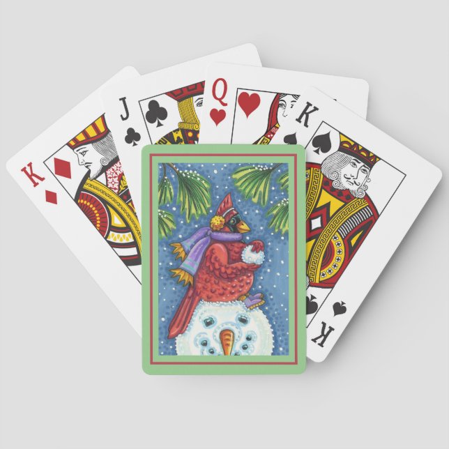 BARAJA DE CARTAS SNOWMAN BODYGUARD, NAVIDADES CARDINAL REDBIRD (Reverso)