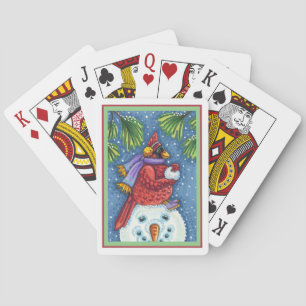 BARAJA DE CARTAS SNOWMAN BODYGUARD, NAVIDADES CARDINAL REDBIRD