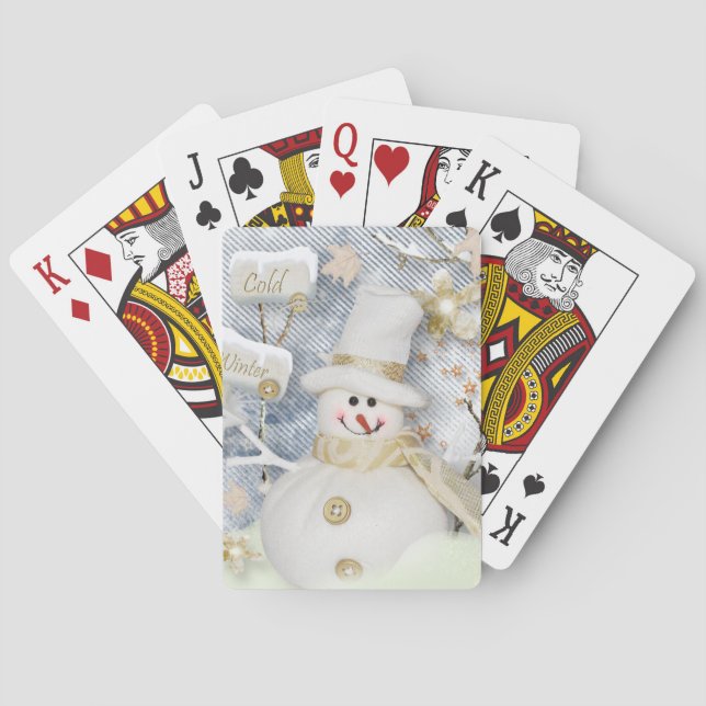 Baraja De Cartas Snowman de invierno frío (Reverso)