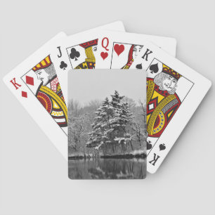 Baraja De Cartas Snowowley Winter Wonderland, el paisaje negro y bl
