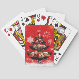 Baraja De Cartas Snowy Merry Christmas Family Photo Tree