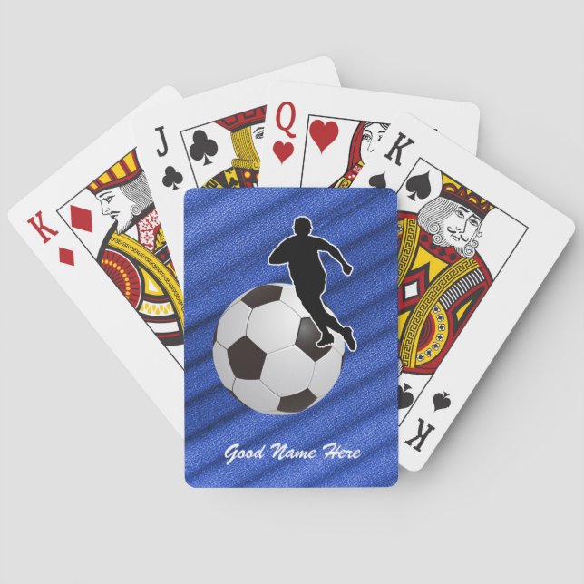 Baraja De Cartas Soccer - Player Silhouette and Ball - personalize (Reverso)