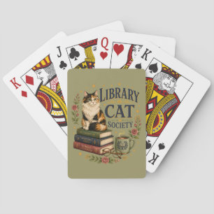 Baraja De Cartas Sociedad de Gatos de Biblioteca Calico Erudito