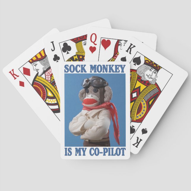 Baraja De Cartas Sock Monkey es mi co-piloto (Reverso)
