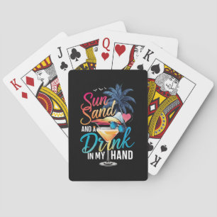 Baraja De Cartas Sol Arena y una Bebida en Mi Mano Crucero de Playa
