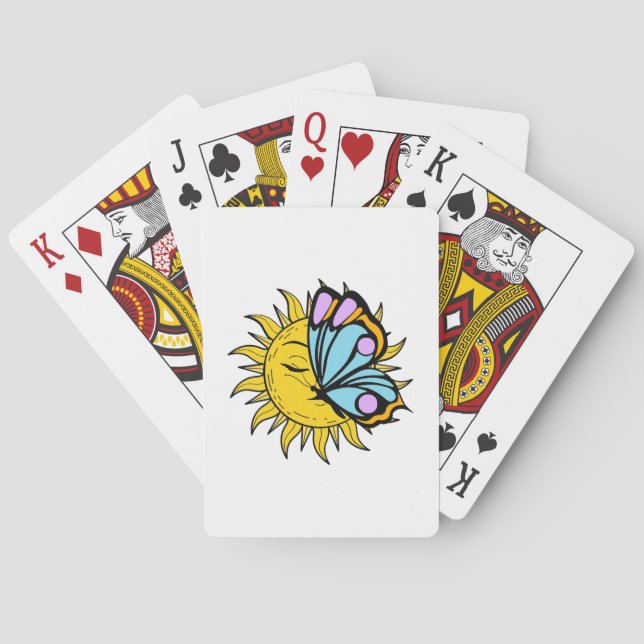Baraja De Cartas Sol de mariposa celeste (Reverso)