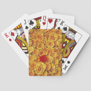 Baraja De Cartas Solo rojo en rosas amarillos de la cama