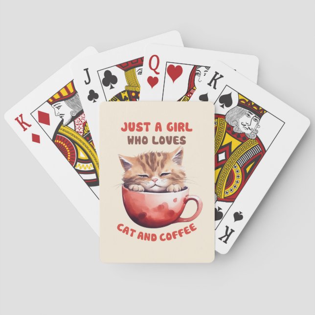 Baraja De Cartas Solo un Chica que ama los gatos y el café (2) (Reverso)