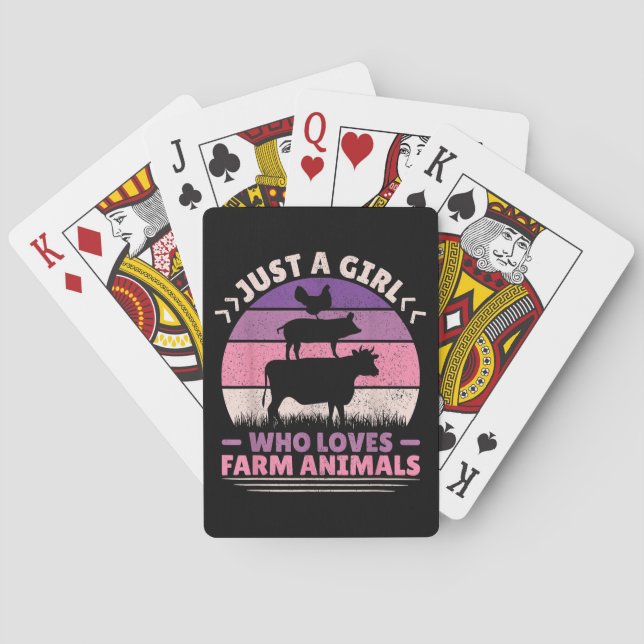 Baraja De Cartas Sólo una Chica que ama a los animales de granja am (Reverso)