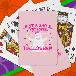 Baraja De Cartas Sólo Una Chica Que Ama Halloween Fantasma Rosa Lin