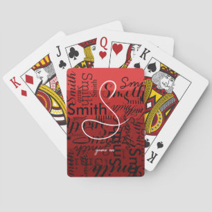 Baraja De Cartas Sombras de Red Repetir Nombre de Familia Monograma
