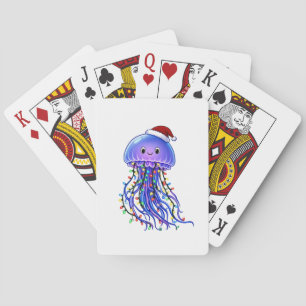 Baraja De Cartas Sombrero de Santa de medusa Luces de Navidad Alegr