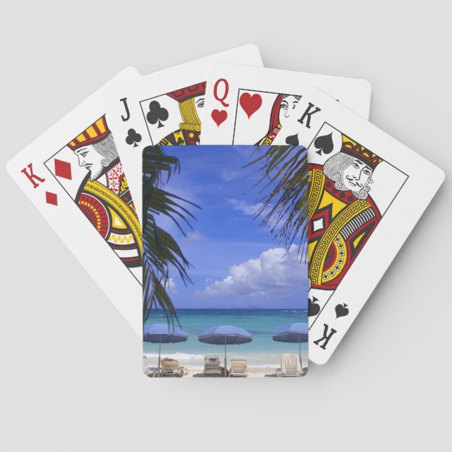 Baraja De Cartas sombrillas en la playa, St. Maarten, Caribe (Reverso)