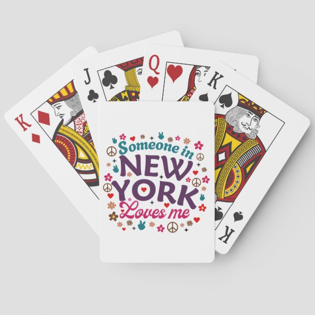 Baraja De Cartas Someone in New York Loves Me Retro Funny Design (Reverso)