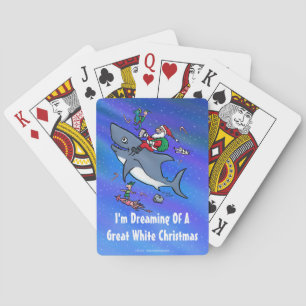 Baraja De Cartas Soñando Con Un Gran Navidad Tiburón Blanco