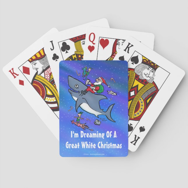 Baraja De Cartas Soñando Con Un Gran Navidad Tiburón Blanco (Reverso)