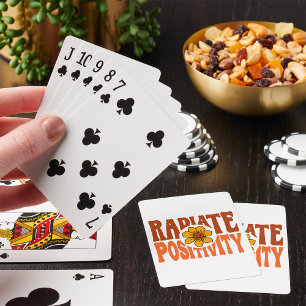 Baraja De Cartas Sonríe Flor Retro Radiar Positividad