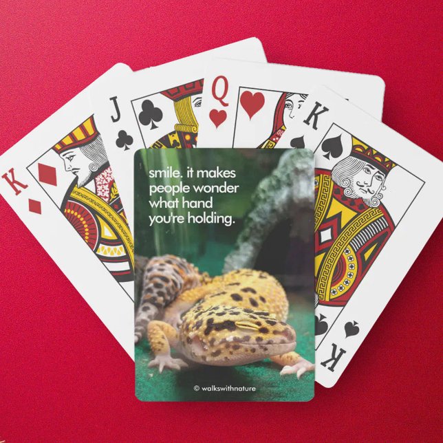 Baraja De Cartas Sonrisas divertidas de leopardo gecko para los Pap (Funny Leopard Gecko Smiles for the Paparazzi Playing Cards Cover Photo)