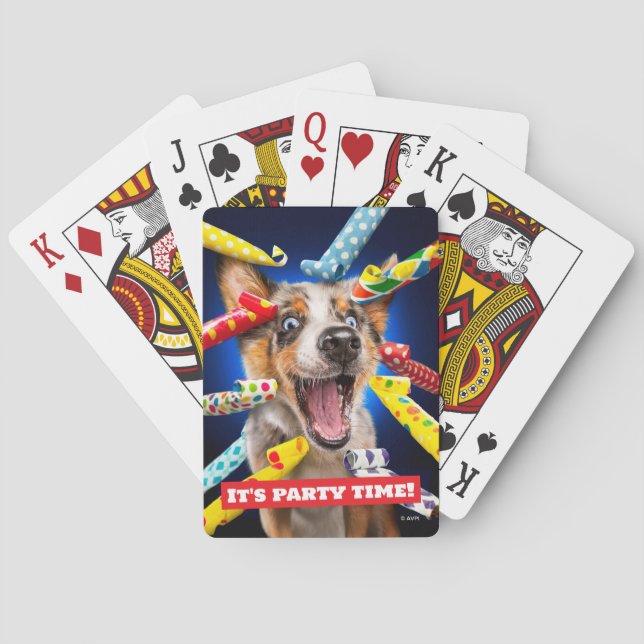 Baraja De Cartas Sopladores de fiesta para perros felices (Reverso)