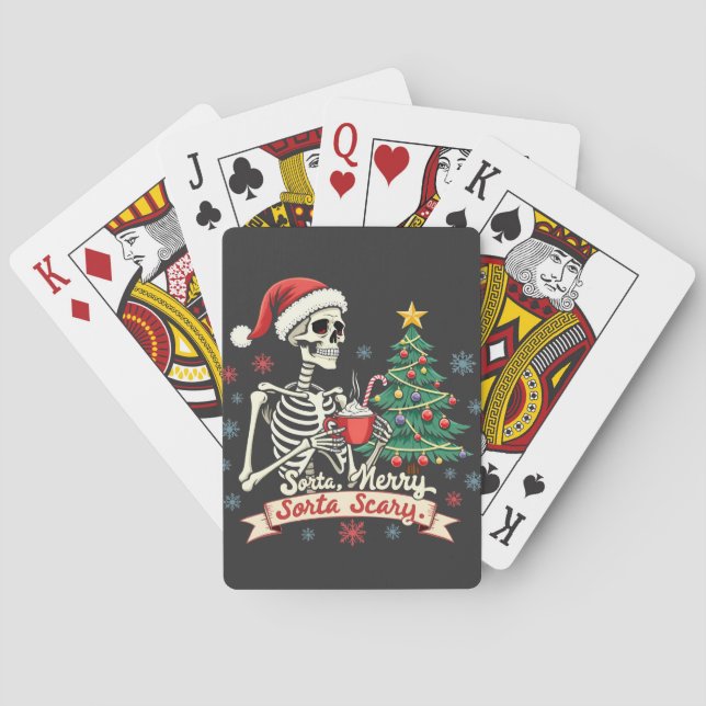 Baraja De Cartas Sorta Merry Sorta Scary Spooky Skeleton Xmas (Reverso)