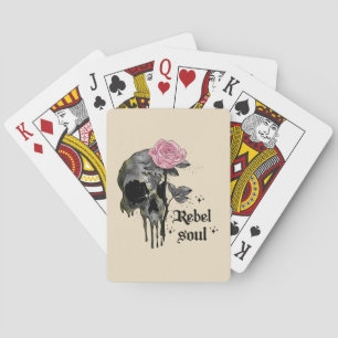 Baraja De Cartas Soul Rebel - Calavera gótica con rosa rosado