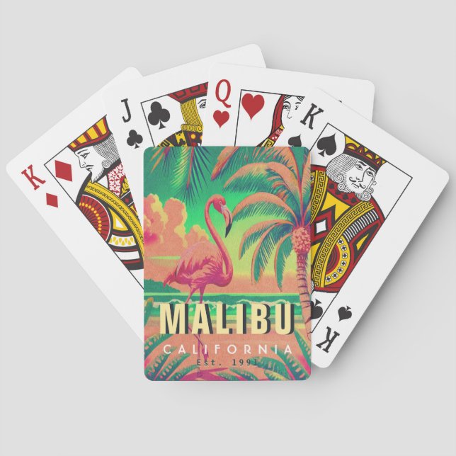 Baraja De Cartas Souvenirs Retro Flamingo de Malibu California en l (Reverso)