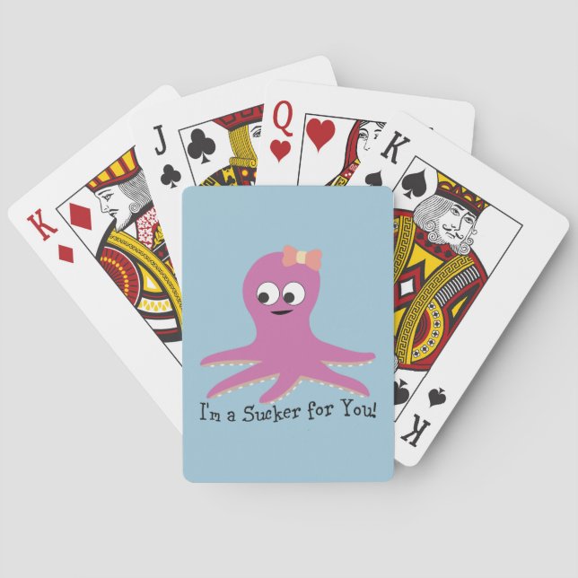Baraja De Cartas ¡Soy un chupón para ti! Octopus rosado (Reverso)