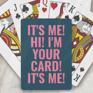 Baraja De Cartas Soy yo hola soy tu tarjeta azul rosado gracioso