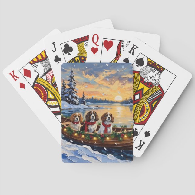 Baraja De Cartas Spaniel King Charles Cavalier Navidad Barco (Reverso)