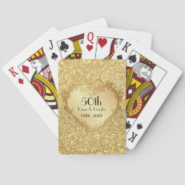 Baraja De Cartas Sparkle Gold Heart 50° Aniversario del Boda