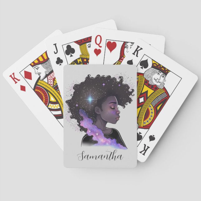 Baraja De Cartas Sparkling Afro Woman (Reverso)
