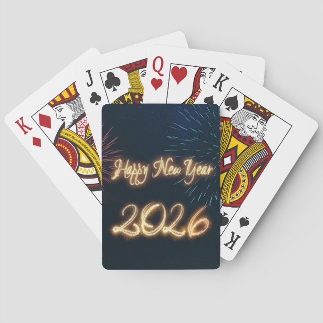 Baraja De Cartas Sparkling Fireworks Happy New Year 2026 (Reverso)