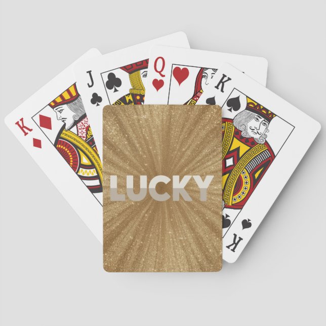 Baraja De Cartas Sparkly Gold Glitter Lucky Card Deck (Reverso)