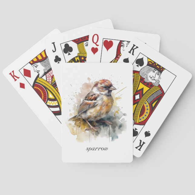 Baraja De Cartas Sparrow de acuarela rusa, personalizado (Reverso)