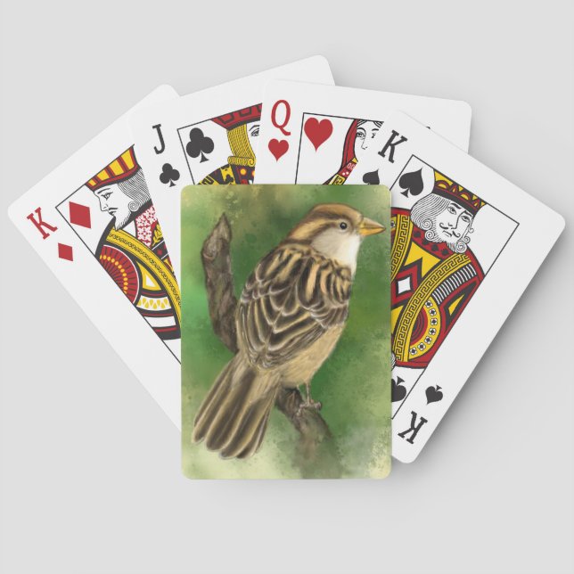 Baraja De Cartas Sparrow Jugando Tarjetas Cute Bird (Reverso)