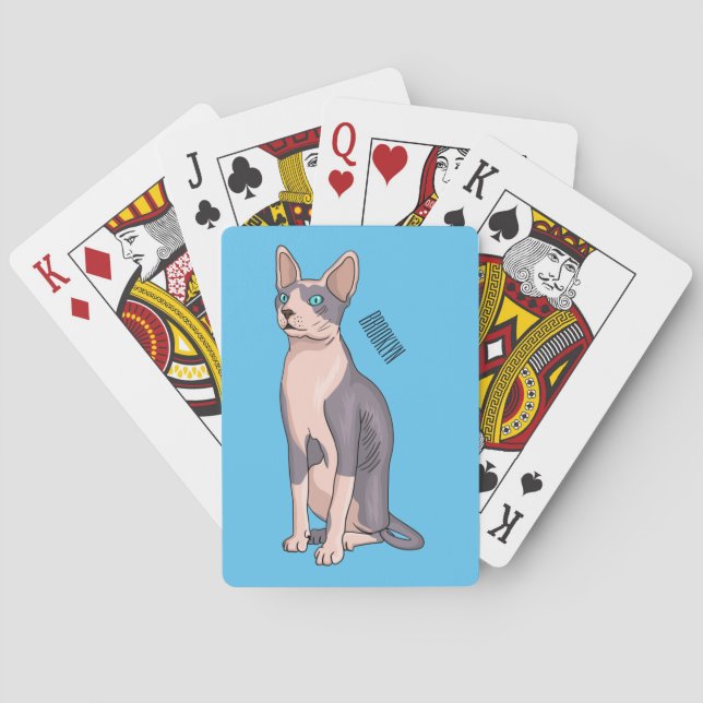 Baraja De Cartas Sphynx cat cartoon illustration  (Reverso)