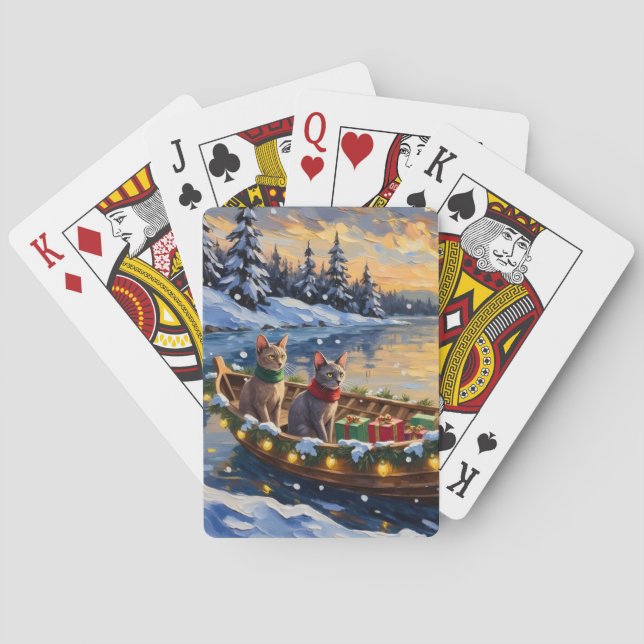 Baraja De Cartas Sphynx Cat Christmas Boat Holiday (Reverso)