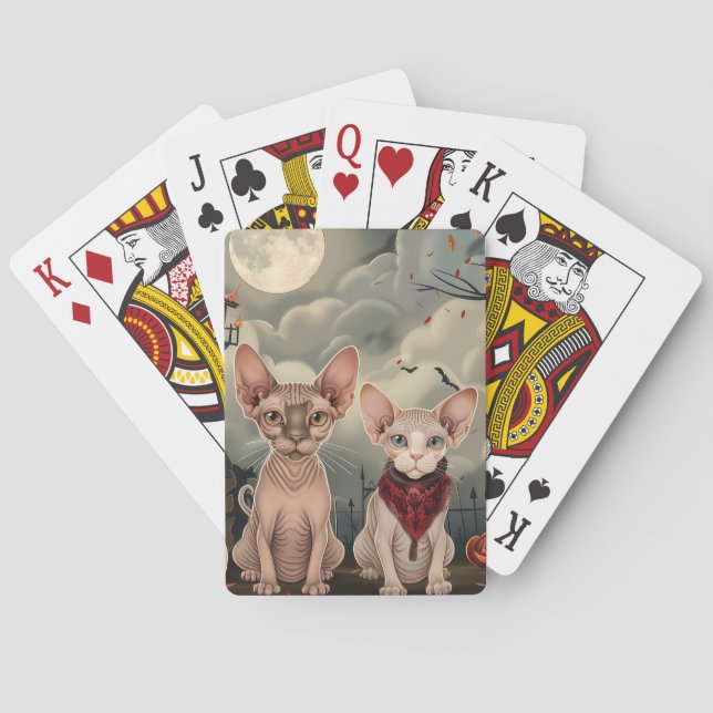 Baraja De Cartas Sphynx Cat Halloween Spooky (Reverso)