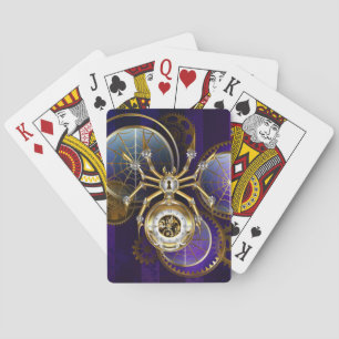 Baraja De Cartas Spider Steampunk sobre fondo morado